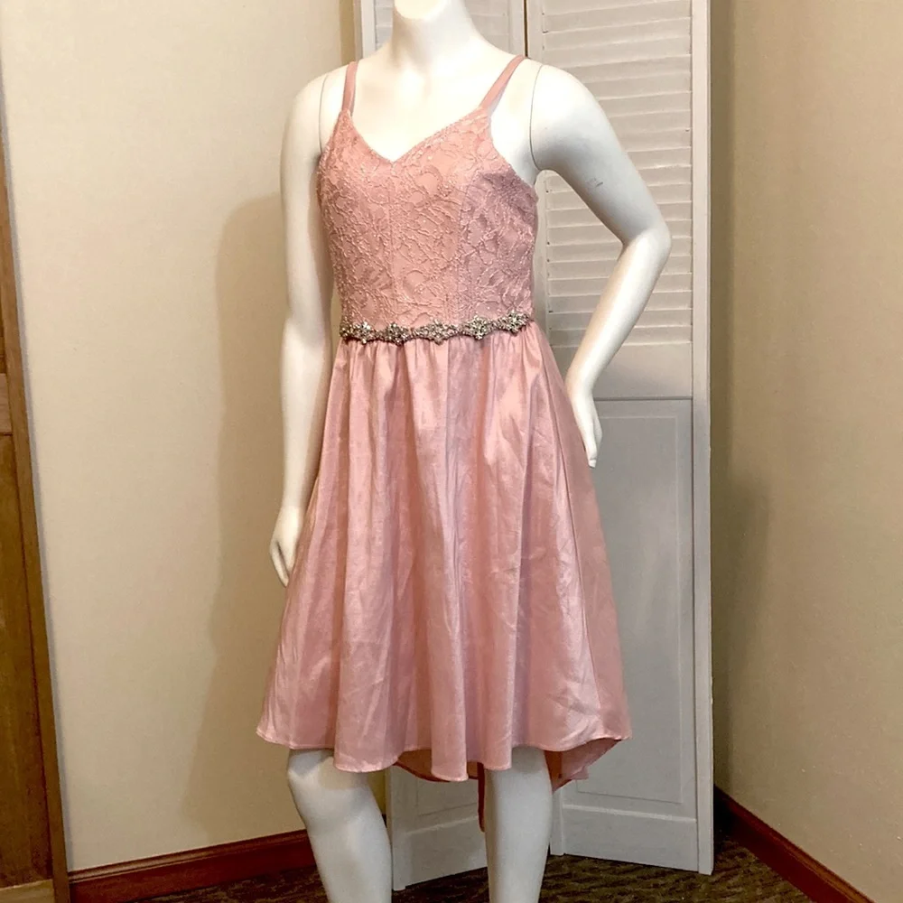 Girls size 12 blush pink princess party dress Rare Editions Macys High Low NWT